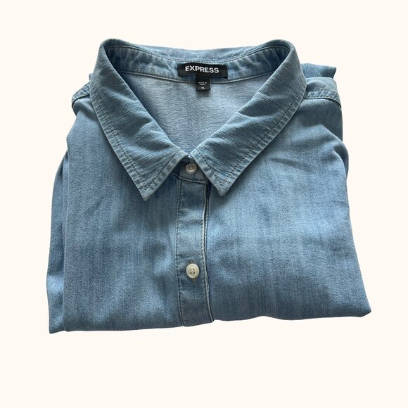 Denim Button down shirt Size XL from Express. Light blue top. - Picture 12 of 12